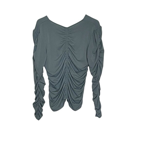 Anthropologie Joie Ruched Top Medium Gray V-Neck Long Sleeve Draped Blouse M - Picture 3 of 7